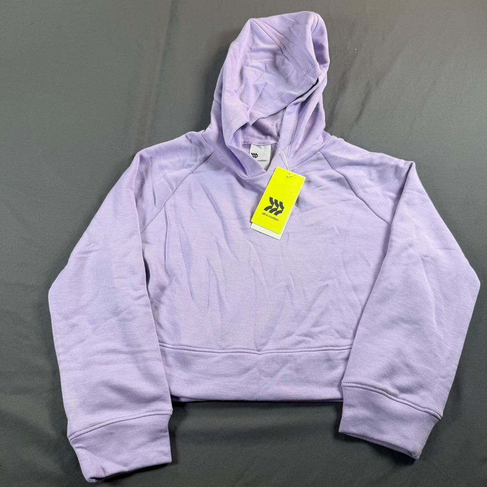 All in Motion Girls Lavender Purple Cropped Pullover Hoodie XS 4-5 NWT 039030314